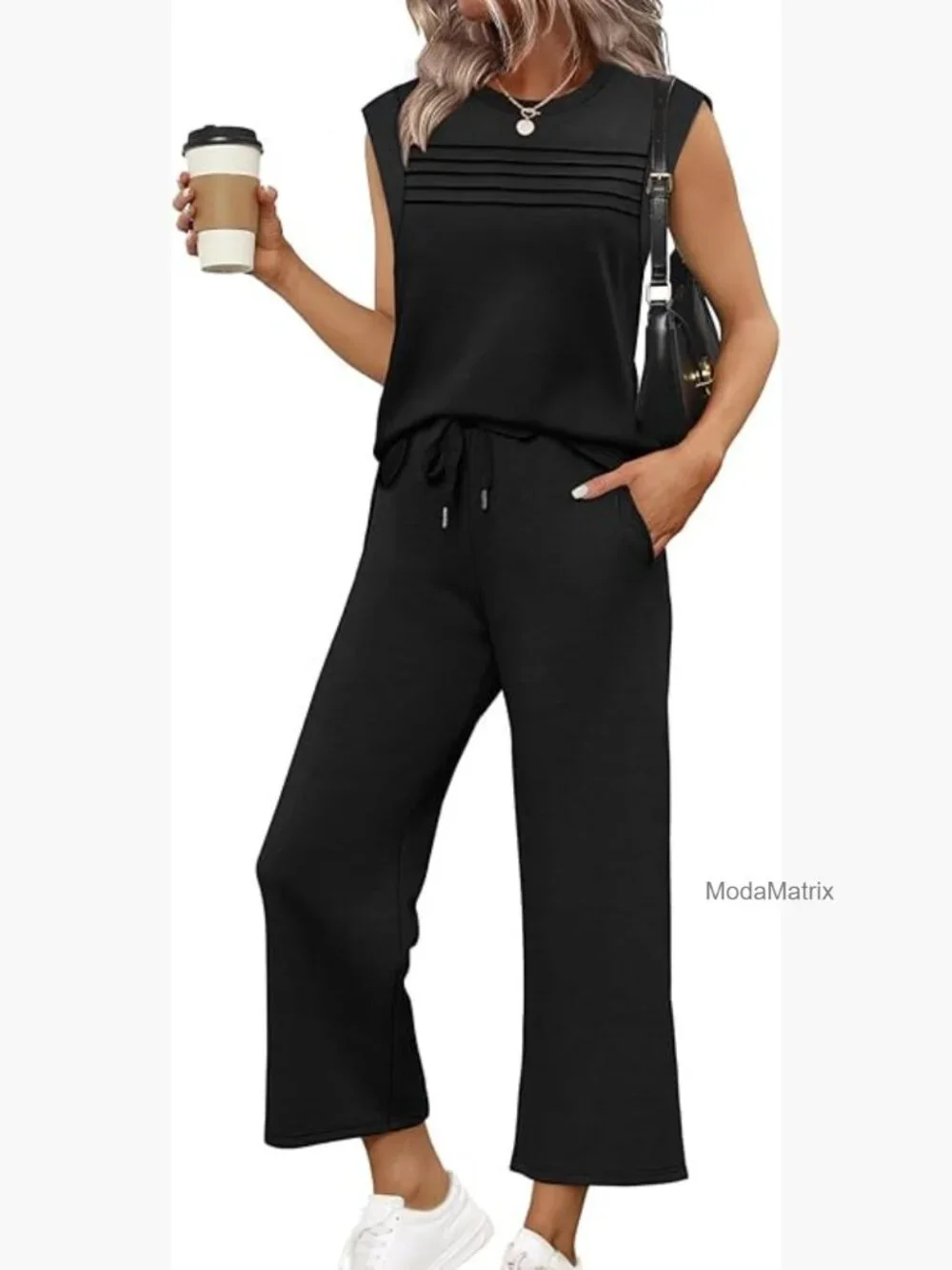 Women's Two Piece Lounge Set Cap Sleeve Top Wide Leg Pants S-3XL